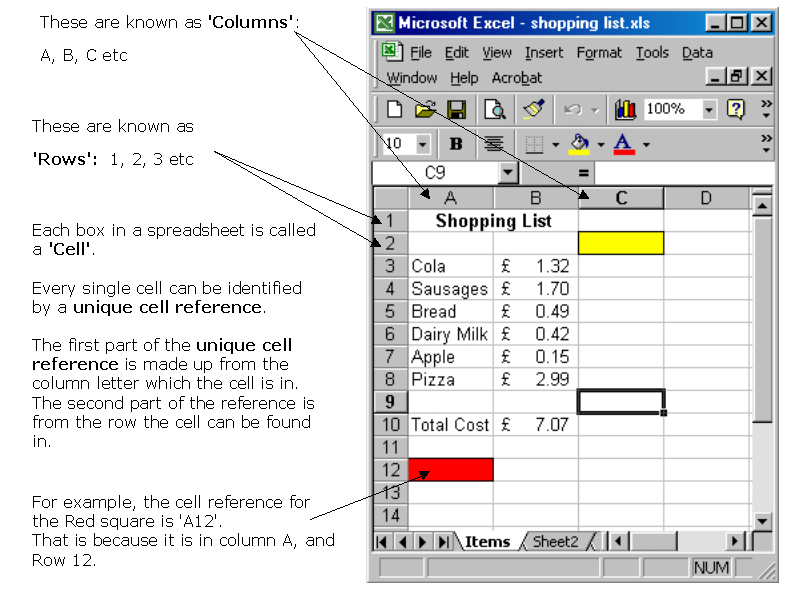 spreadsheet features